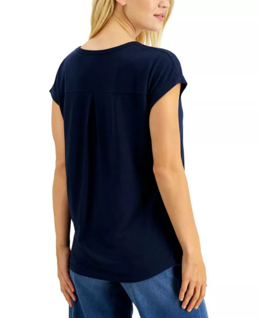 Style &Company Womens Navy Short Sleeve Scoop Neck Top Size XXL - Image 3