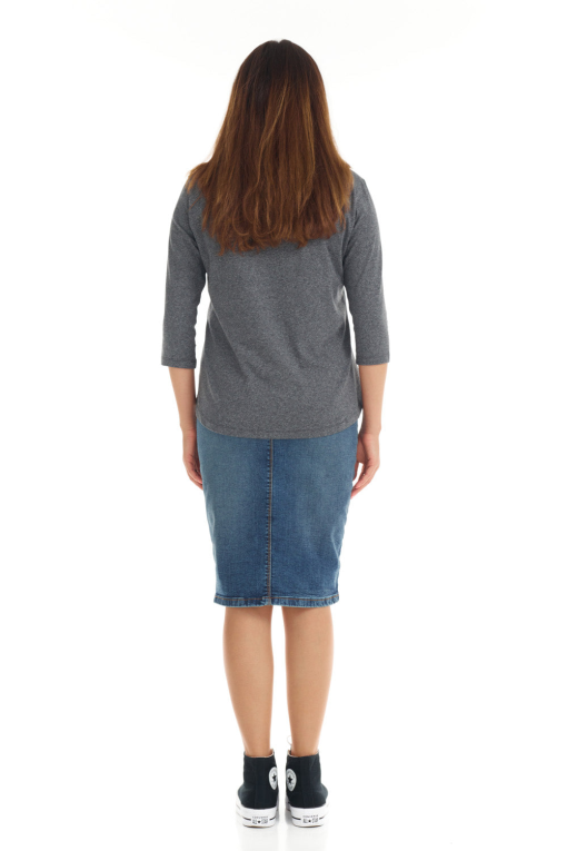 Karen Scott Plus Size 3/4-Sleeve Henley Top, Created for Macy's - Charcoal Heather 3X - Image 3