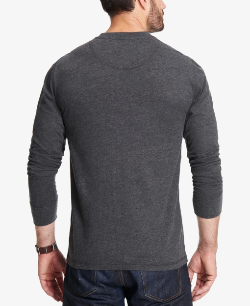 Weatherproof Vintage Men's Long Sleeve Brushed Jersey Henley T-shirt - Black Heather M - Image 3