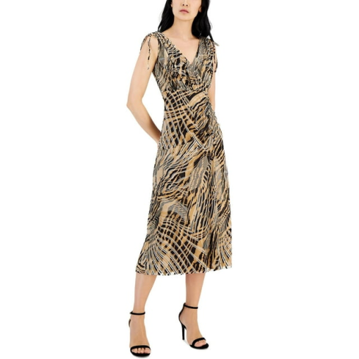 Anne Klein Women's Printed Ruched Fit & Flare Dress S - Image 2