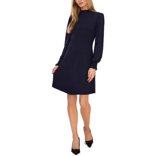 CeCe Women's Long Sleeve Smock Cuff Mock Neck Sweater Dress - Classic Navy S - Image 2