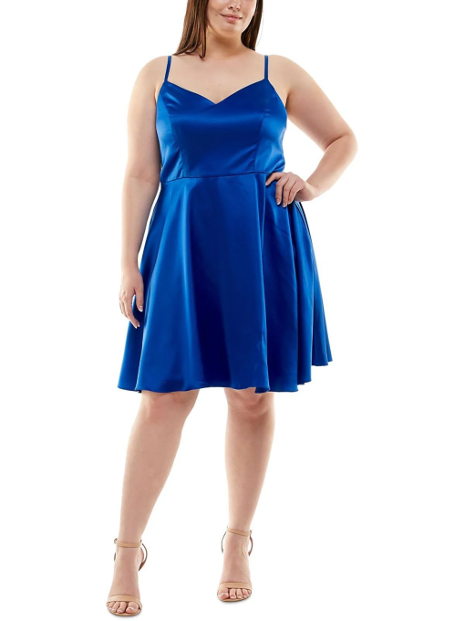 B. Darlin Women's Plus Satin Solid Cocktail and Party Dress 14W - Image 2