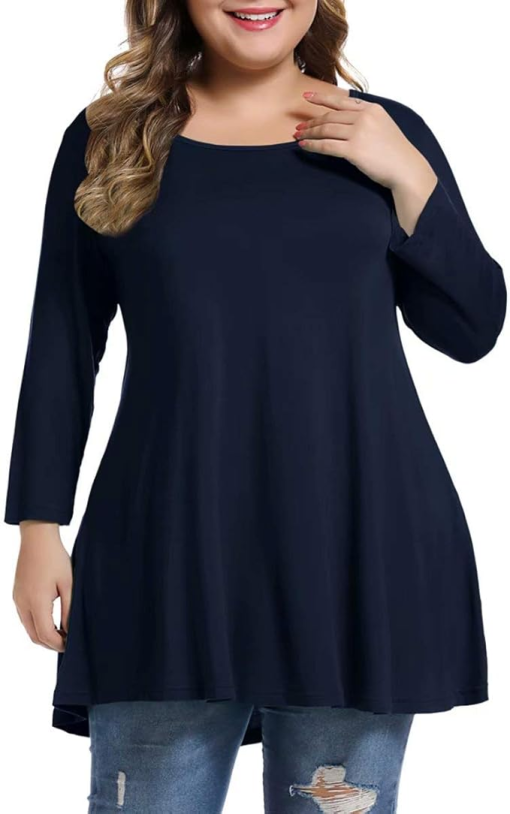 Alfani Women's 3/4 Sleeve High-Low Tunic, - Modern Navy L - Image 2