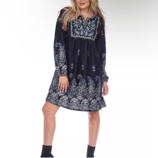 White Mark Women's Apolline Embroidered Sweater Dress - Black - L - Image 2