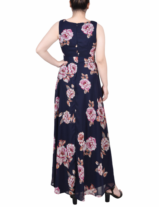 Ny Collection Petite Sleeveless Belted Chiffon Maxi Dress L - Image 3