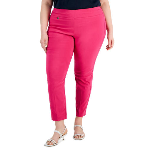 Alfani Plus Size Tummy-Control Pull-on Skinny Pants - Berry Haze 20W - Image 2