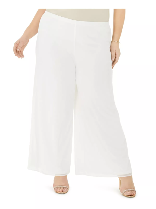 MSK Women's Ivory Sheer Elastic Waist Evening Wide Leg Pants Plus 3X - Image 2