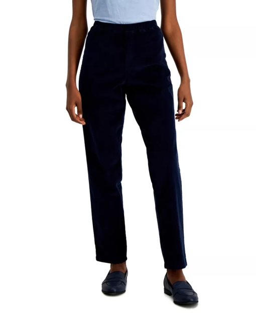 Karen Scott Petite Mid-Rise Pull-on Corduroy Pants- Intrepid Blue PXL - Image 2