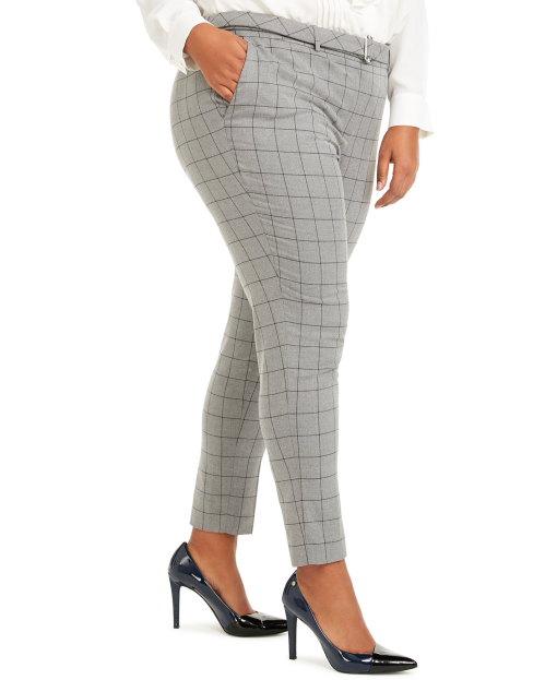 Calvin Klein Plus Size Windowpane Slim-Leg Ankle Pants 20W - Image 4