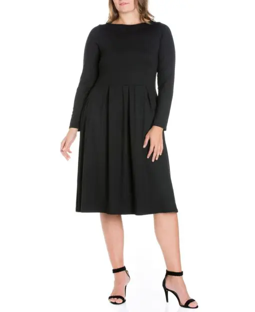 24seven Plus Size Fit and Flare Midi Dress 2X