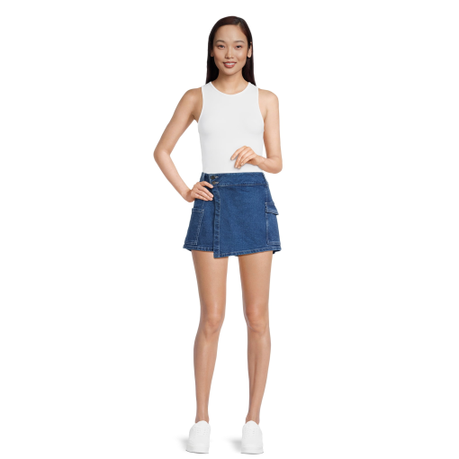 Tinseltown Plus Women's Denim Faux Wrap Skort 24W - Image 2