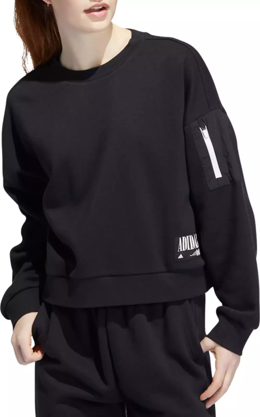 Adidas Women's Utility Crewneck Pullover, XL, Black - Image 2