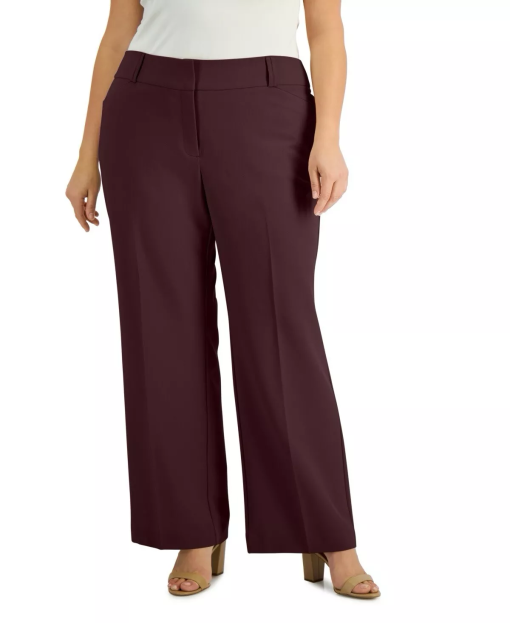 Alfani Plus & Petite Plus Size Curvy Bootcut Tummy-Control Pants - Rich Malbec 16W - Image 2