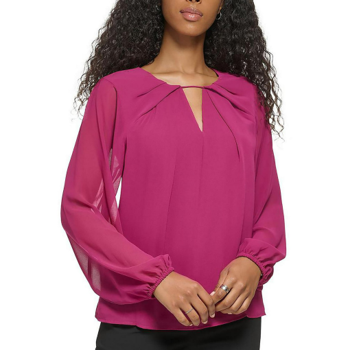 Calvin Klein Women's Chiffon Keyhole Blouse S - Image 2