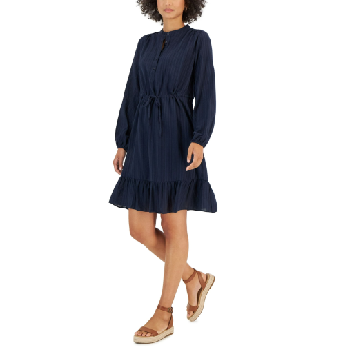 Style & Co Women's Shadow-Striped Ruffle-Hem Dress, Industrial Blue  XL - Image 2