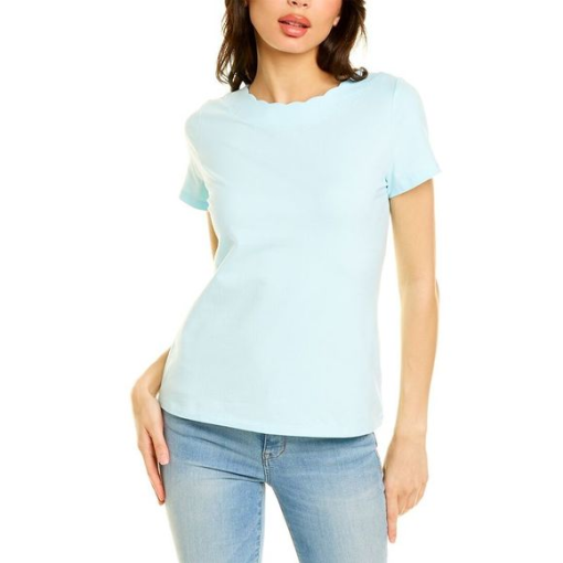 Anne Klein Women's Coastal Knit Scallop Neck T-Shirt, X-Large - Image 2