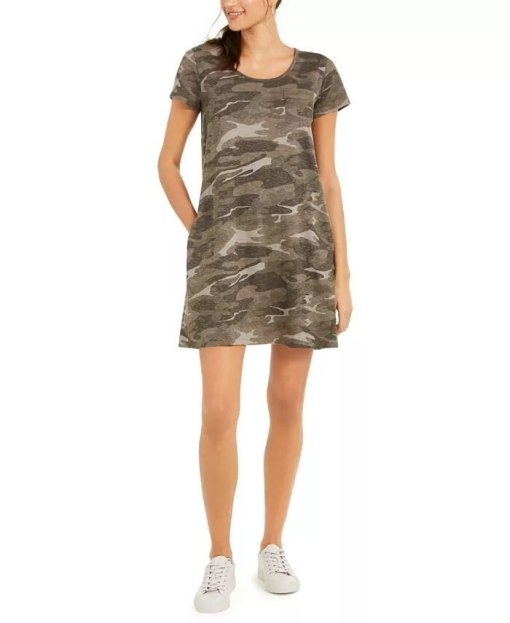 Style & Co Cotton Camo-Print T-Shirt Dress, XL - Image 2