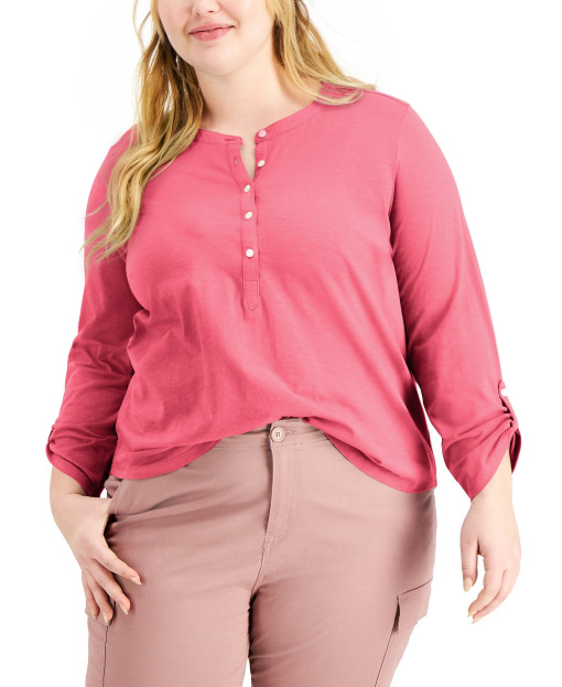 Style & Co Plus Size Henley Top 0X - Image 2