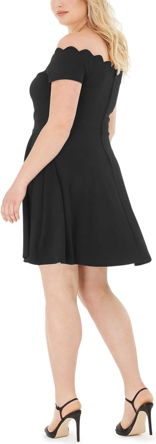 B DARLIN Women's Black Off Shoulder Short Cocktail A-Line Dress Plus 20W - Image 3