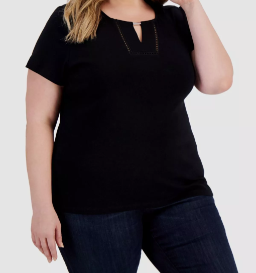 Karen Scott Plus Size Cotton Embellished Top 1X - Image 2