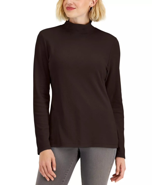 Karen Scott Mock-Neck Top, L - Image 2