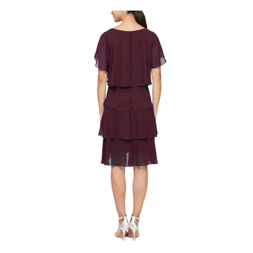 Sl Fashions Beaded Tiered Shift Dress - Aubergine 16 - Image 3