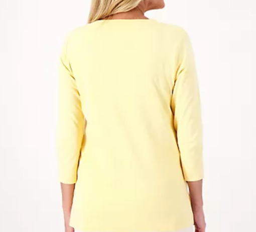 Karen Scott V-Neck 3/4-Sleeve Top XL - Image 2