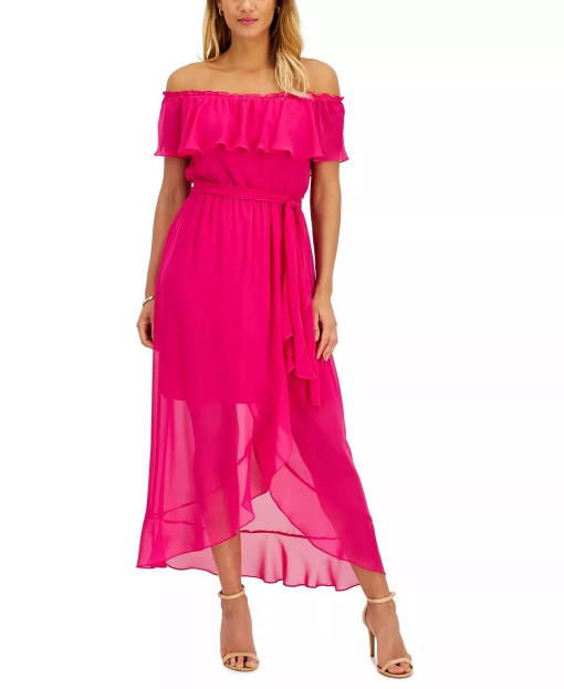 SLNY Women's Chiffon Belted Maxi Dress 14 - Image 2