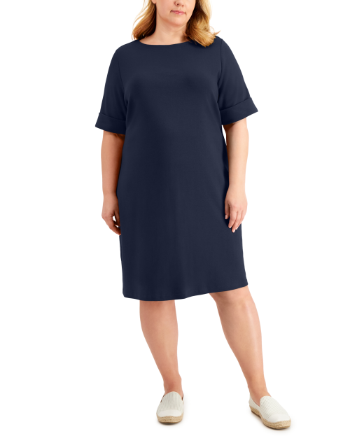 Karen Scott Plus Size Solid Boat-Neck Dress,  3X - Image 2