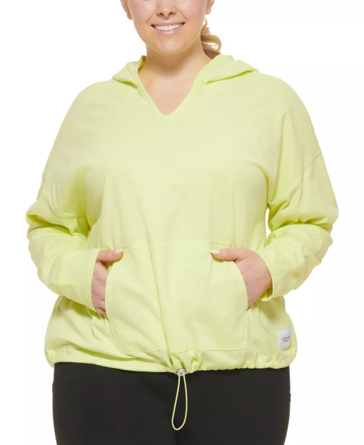 Calvin Klein Performance Plus Size Hooded T-shirt - Lemon Drop 3X - Image 2