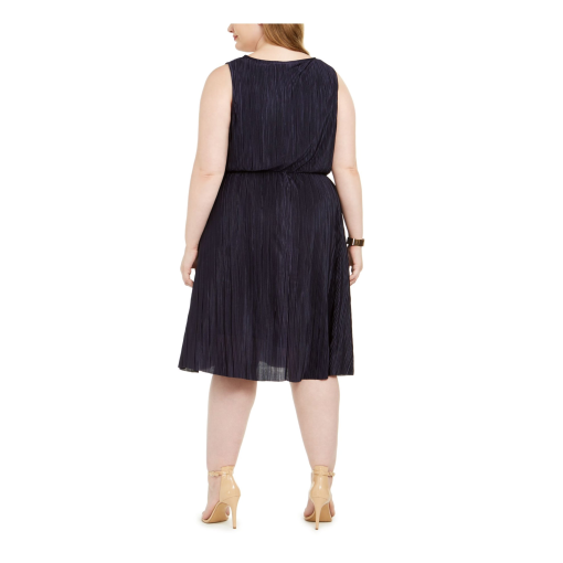 Love Squared Women's Plus Pleated Surplice Cocktail Dress Navy 2X - Image 3