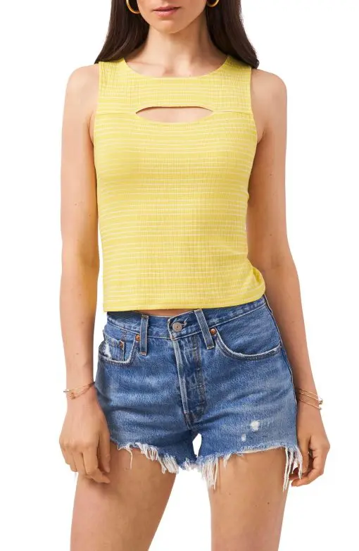 Women's 1.state Keyhole Cutout Sleeveless Top, Size X-Large - Yellow