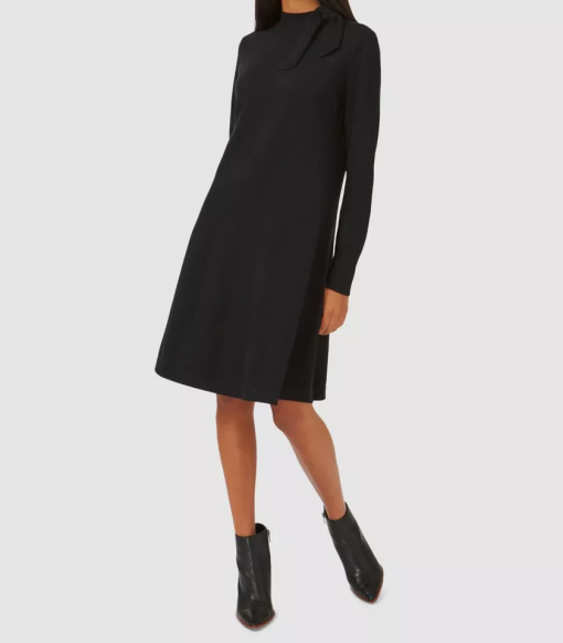 Riley & Rae RICH BLACK Tie-Neck Sweater Dress US Large - Image 2