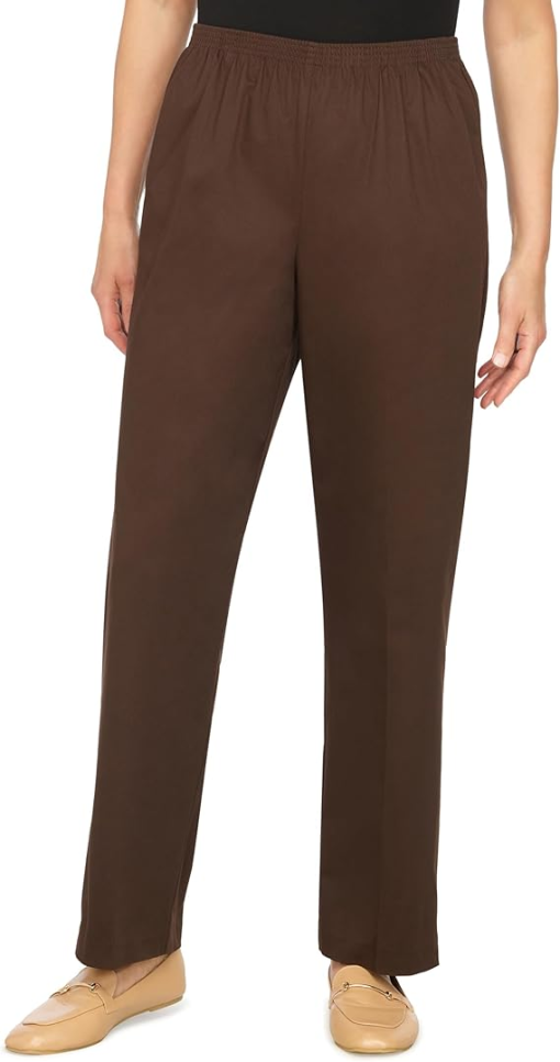 NWOT Alfred Dunner All Around Elastic Waist  Pants Brown 16W - Image 2