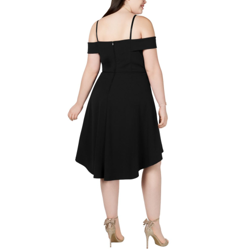 City Studio Women's Plus Hi-Low Fit & Flare Cocktail Dress Black 24W - Image 3