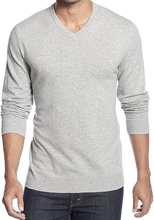 Alfani NEW Gray Zinc Heather Regular Fit Men's Large L V-Neck Sweater - Image 2