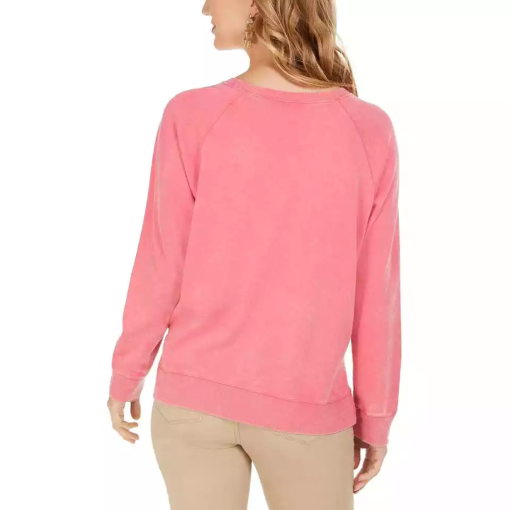 Style & Co Women's Heart-Trim Cotton Sweatshirt Pink Size Small - Image 2