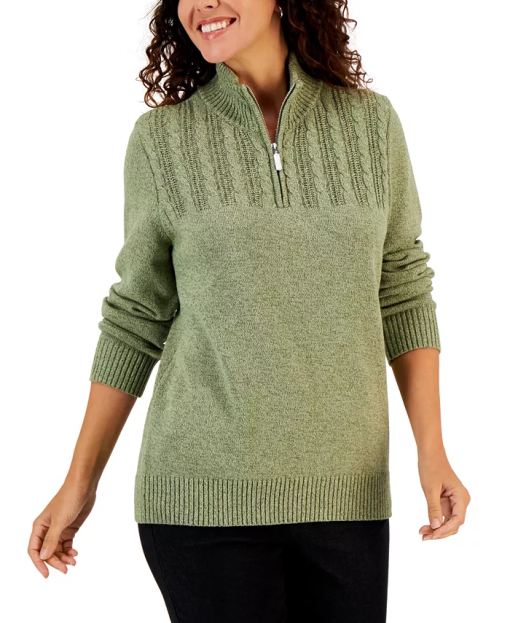 Karen Scott Cotton Quarter-Zip Sweater, XXL - Image 2