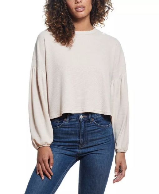 WEATHERPROOF Women's Waffle Crewneck Pullover Top S - Image 2