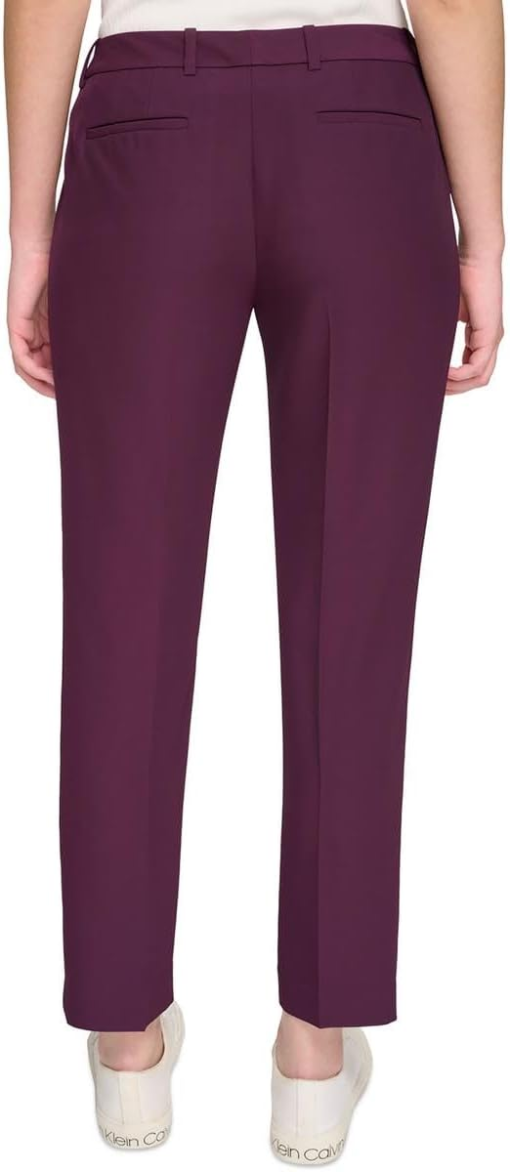 Calvin Klein Women's Slim-Leg Mid Rise Pants - Aubergine 4 - Image 3