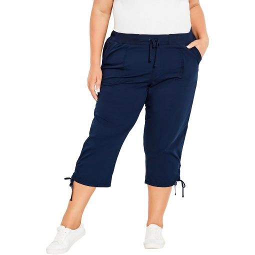 Avenue Plus Size Cotton Cinch Capri Pants - Navy 18 - Image 2