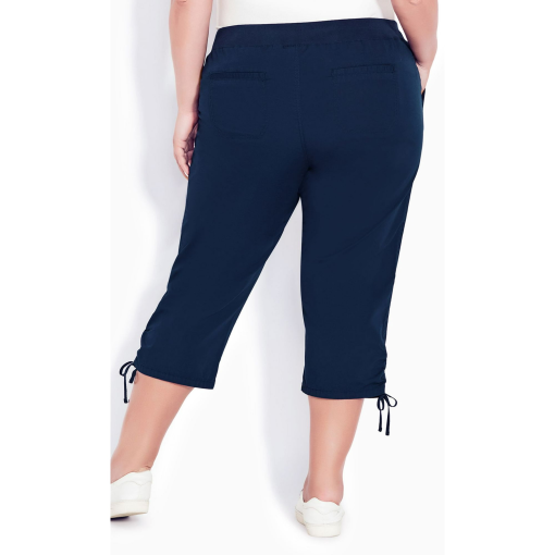 Avenue Plus Size Cotton Cinch Capri Pants - Navy 18 - Image 3