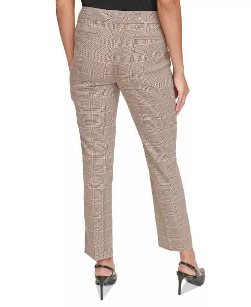 Calvin Klein Petite Plaid-Print Slim-Leg Ankle Pants - Luggage Multi 6P - Image 3