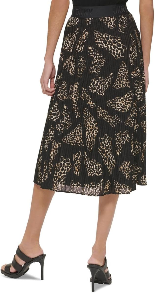 NWOT DKNY Women's Pleated Pull On Midi Skirt Black XL - Image 2