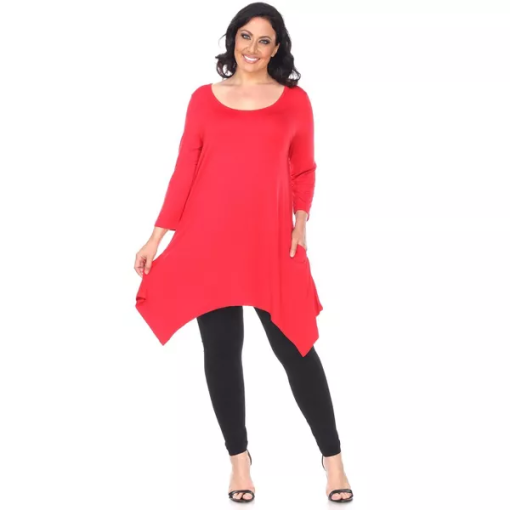 White Mark Plus Size Makayla Tunic Top - Red - 2X - Image 2