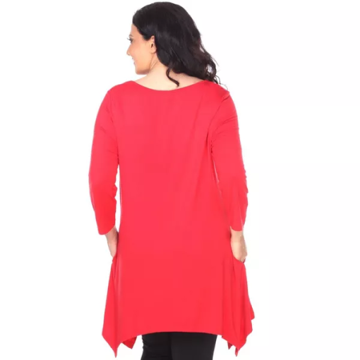 White Mark Plus Size Makayla Tunic Top - Red - 2X - Image 3