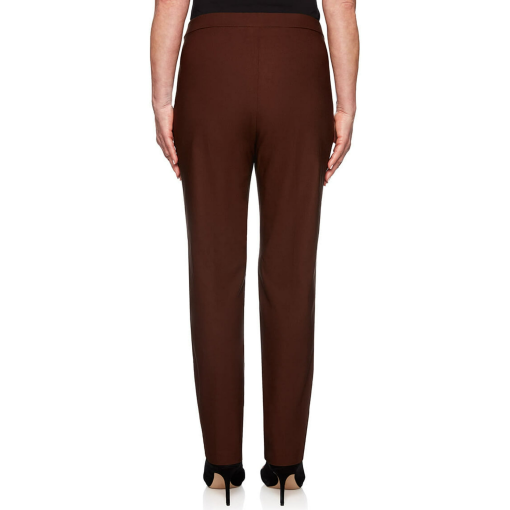 Alfred Dunner Petite Classics Tummy-Control Pull-on Straight-Leg Pants, Petite Short - Brown 12P - Image 3