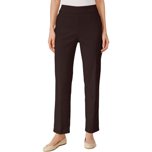 Alfred Dunner Petite Classics Tummy-Control Pull-on Straight-Leg Pants, Petite & Petite Short - Brown 14P - Image 2