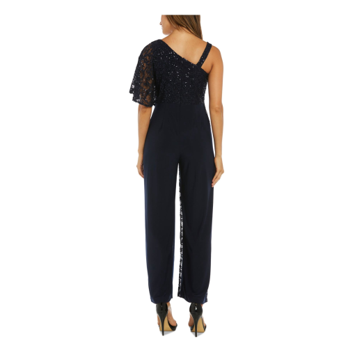 Womens R&M Richards Embellished Sequin Capelet Jumpsuit 10 - Image 2