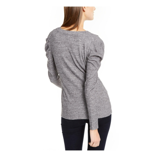 INC International Concepts Women S V Neck Puff Sleeve Knit Top Grey Size XX-Large - Image 2